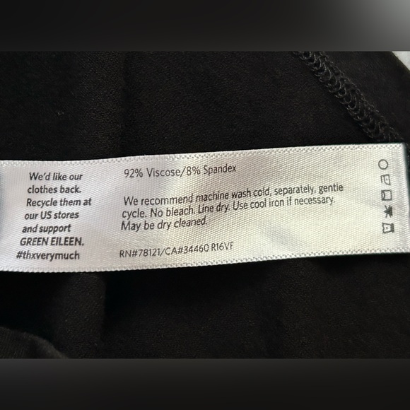 Eileen Fisher Dress Women's Large Black Pin Tuck Cap Sleeve Straight Hem Shift - Picture 9 of 9